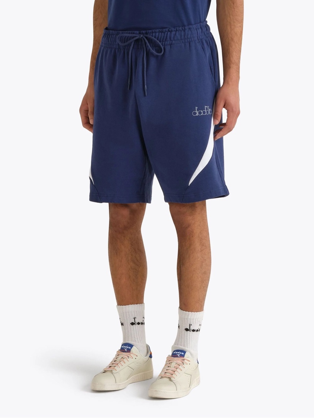 Diadora Men's Navy Shorts with White Side Panels